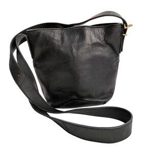 Small Black Leather Crossbody Shoulder Bag Grunge Bikercore